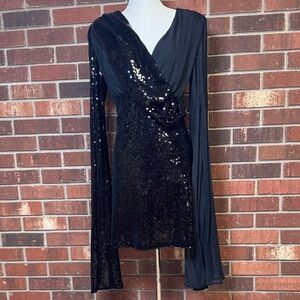 Forever Unique Elegant Black Sequin Dress Size 4
